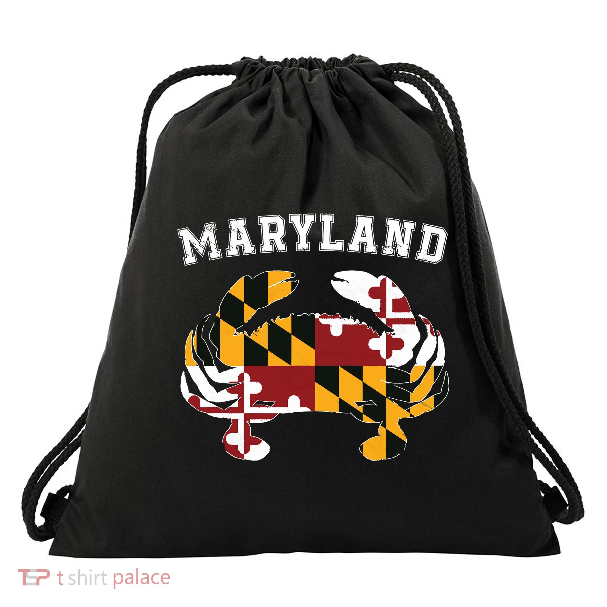 Maryland Flag Blue Crab T State Pride Retro Drawstring Bag
