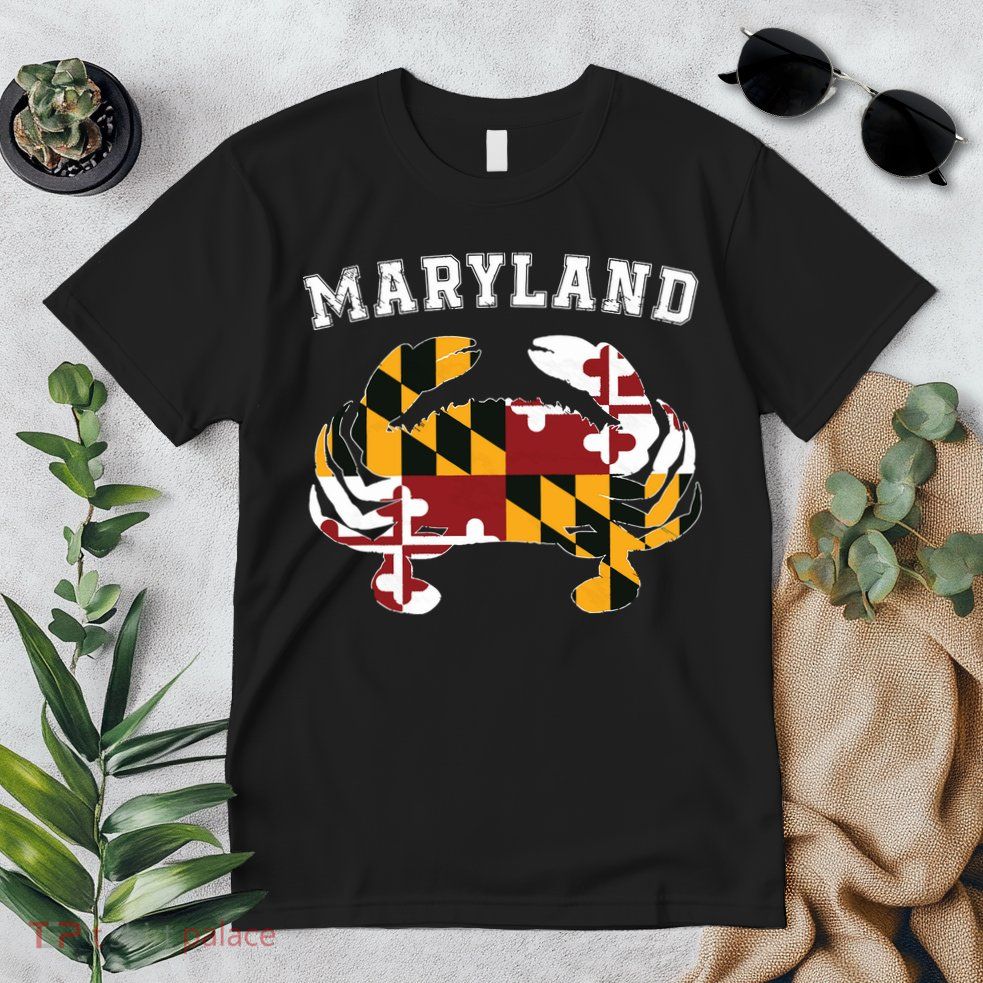 Maryland Flag Blue Crab T State Pride Retro Premium T-Shirt