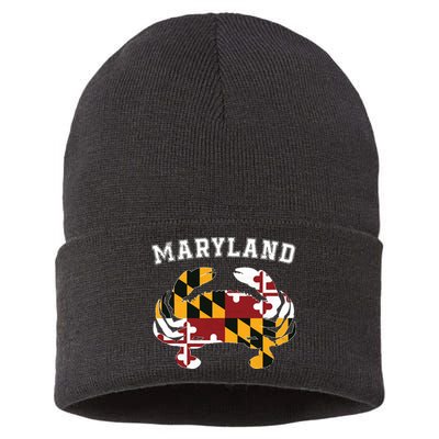 Maryland Flag Blue Crab T State Pride Retro Sustainable Knit Beanie