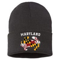 Maryland Flag Blue Crab T State Pride Retro Sustainable Knit Beanie