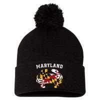 Maryland Flag Blue Crab T State Pride Retro Pom Pom 12in Knit Beanie