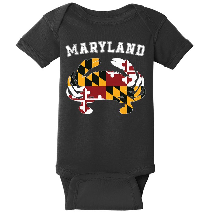 Maryland Flag Blue Crab T State Pride Retro Baby Bodysuit