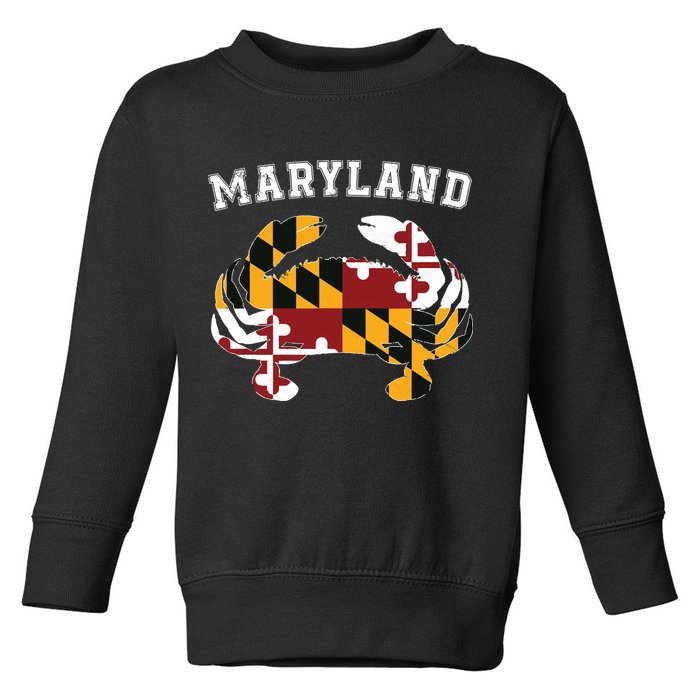 Maryland Flag Blue Crab T State Pride Retro Toddler Sweatshirt