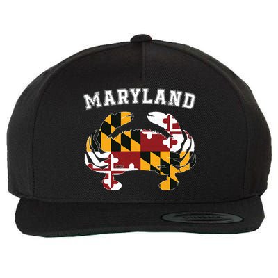 Maryland Flag Blue Crab T State Pride Retro Wool Snapback Cap