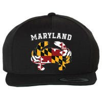 Maryland Flag Blue Crab T State Pride Retro Wool Snapback Cap