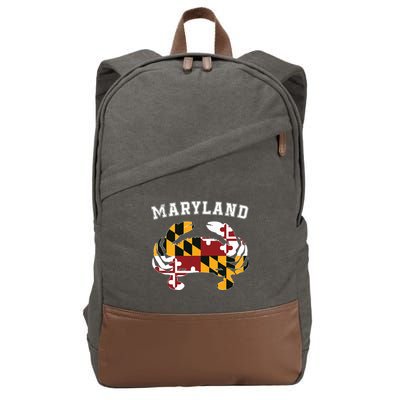 Maryland Flag Blue Crab T State Pride Retro Cotton Canvas Backpack