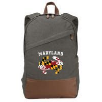 Maryland Flag Blue Crab T State Pride Retro Cotton Canvas Backpack