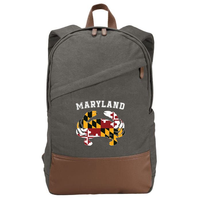 Maryland Flag Blue Crab T State Pride Retro Cotton Canvas Backpack