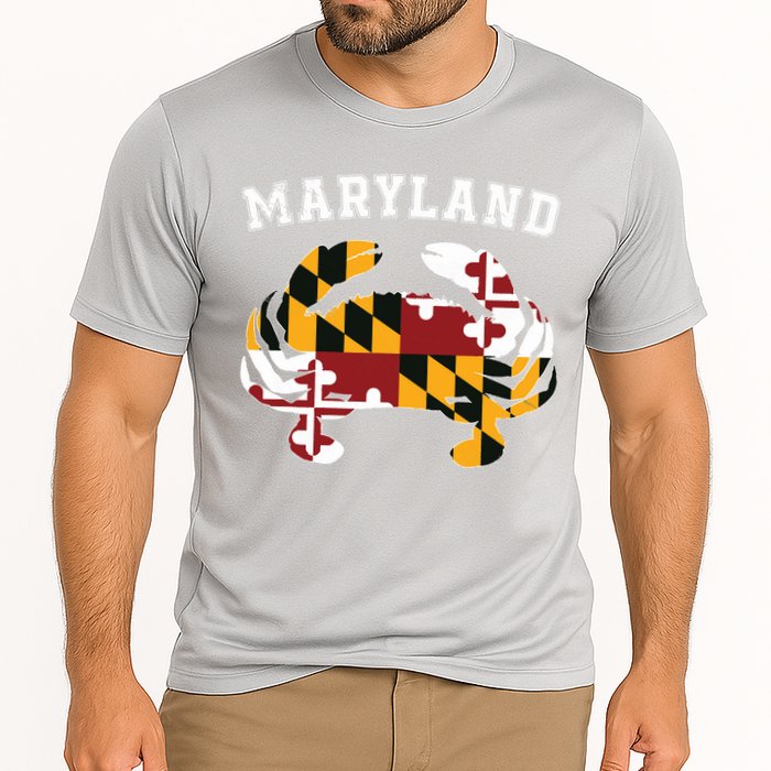 Maryland Flag Blue Crab T State Pride Retro Performance Shirt