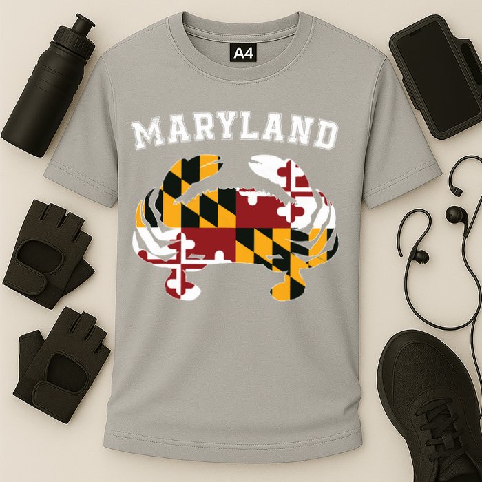 Maryland Flag Blue Crab T State Pride Retro Performance Shirt