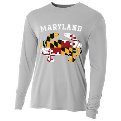 Maryland Flag Blue Crab T State Pride Retro Cooling Performance Long Sleeve Crew
