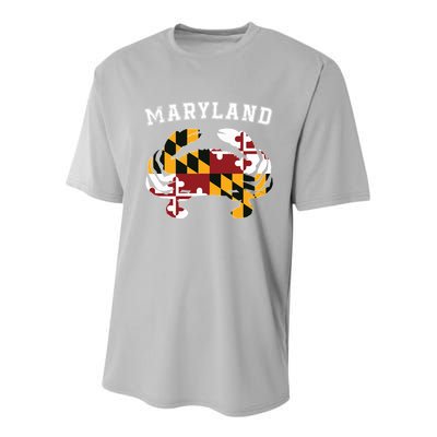 Maryland Flag Blue Crab T State Pride Retro Youth Performance Sprint T-Shirt