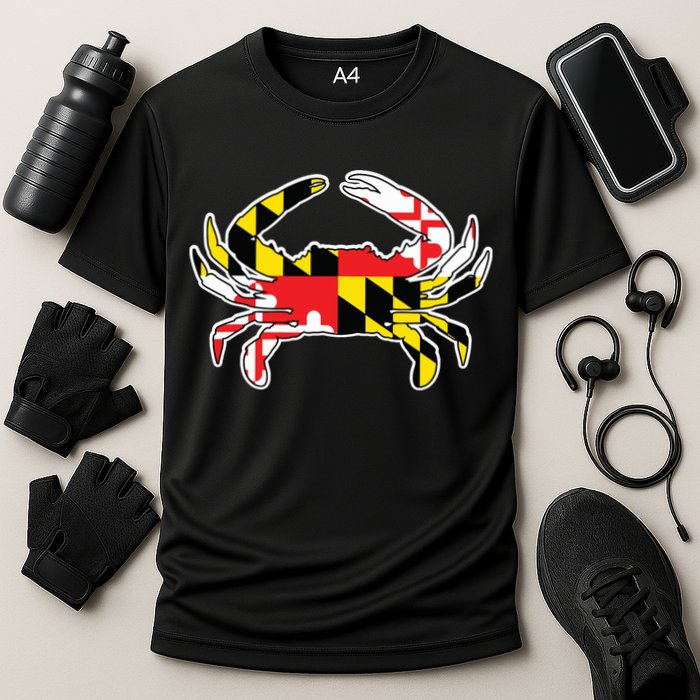 Maryland Flag Blue Crab Gift Cooling Performance Crew T-Shirt