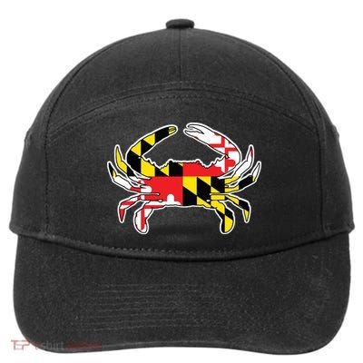 Maryland Flag Blue Crab Gift 7-Panel Snapback Hat