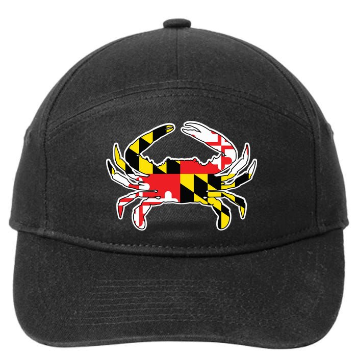 Maryland Flag Blue Crab Gift 7-Panel Snapback Hat