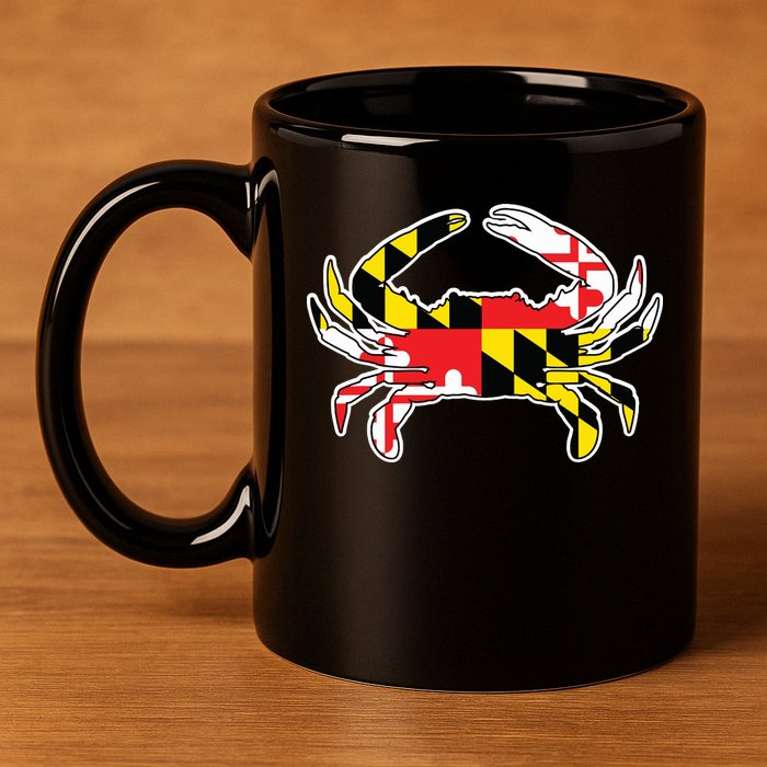Maryland Flag Blue Crab Gift 11oz C Handle Ceramic Mug