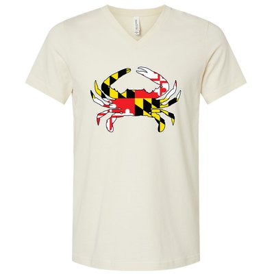 Maryland Flag Blue Crab Gift V-Neck T-Shirt