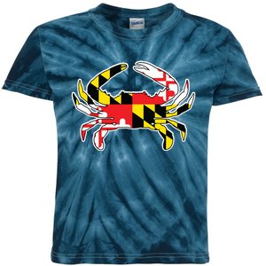 Maryland Flag Blue Crab Gift Kids Tie-Dye T-Shirt