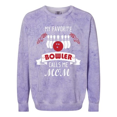 My Favorite Bowler Calls Me Mom Proud Bowling Mom Colorblast Crewneck Sweatshirt