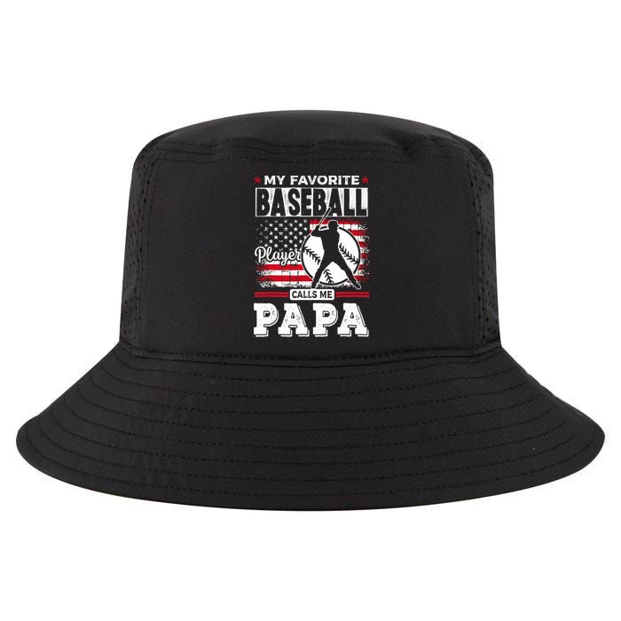 Mens Favorite Baseball Player Calls Me Papa US Flag Father_s Cool Comfort Performance Bucket Hat