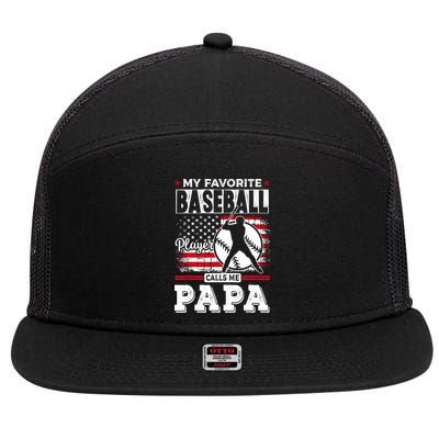 Mens Favorite Baseball Player Calls Me Papa US Flag Father_s 7 Panel Mesh Trucker Snapback Hat