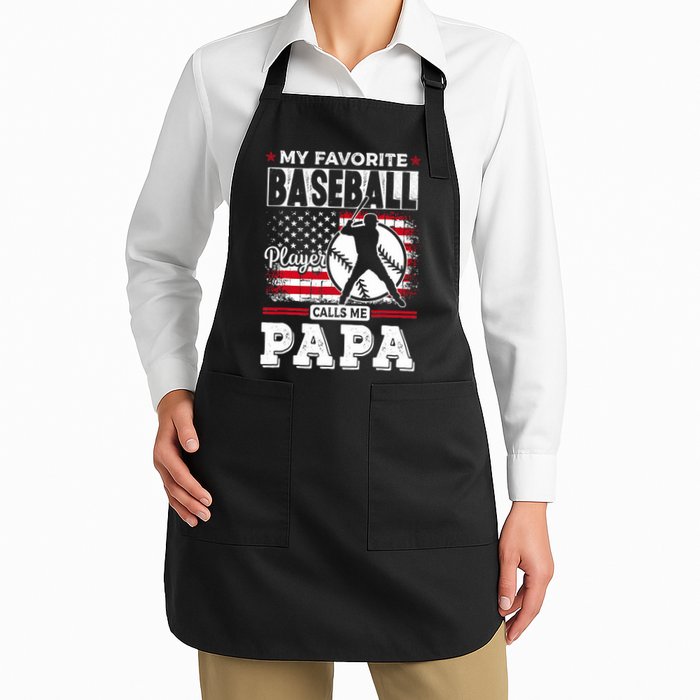 Mens Favorite Baseball Player Calls Me Papa US Flag Father_s Apron
