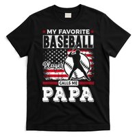 Mens Favorite Baseball Player Calls Me Papa US Flag Father_s T-Shirt