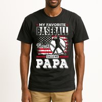 Mens Favorite Baseball Player Calls Me Papa US Flag Father_s Tall T-Shirt