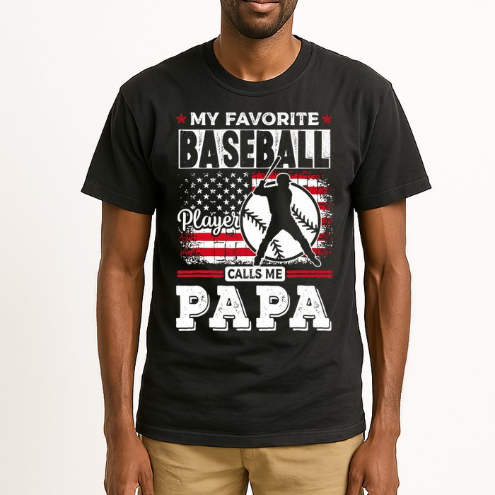 Mens Favorite Baseball Player Calls Me Papa US Flag Father_s Tall T-Shirt