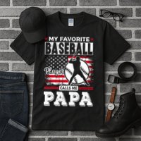 Mens Favorite Baseball Player Calls Me Papa US Flag Father_s Tall T-Shirt