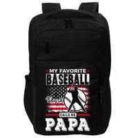Mens Favorite Baseball Player Calls Me Papa US Flag Father_s Impact Tech Backpack