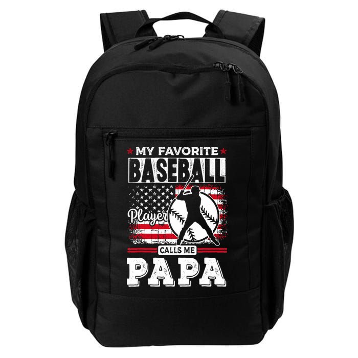 Mens Favorite Baseball Player Calls Me Papa US Flag Father_s Backpack