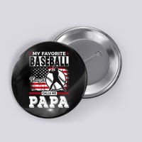 Mens Favorite Baseball Player Calls Me Papa US Flag Father_s Button