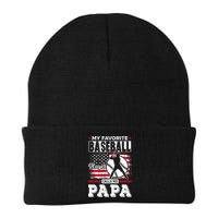Mens Favorite Baseball Player Calls Me Papa US Flag Father_s Beanie
