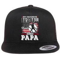 Mens Favorite Baseball Player Calls Me Papa US Flag Father_s Flat Bill Trucker Hat
