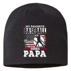 Mens Favorite Baseball Player Calls Me Papa US Flag Father_s Sustainable Beanie