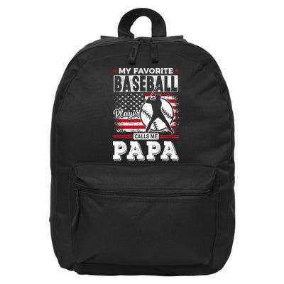 Mens Favorite Baseball Player Calls Me Papa US Flag Father_s 16 in Basic Backpack