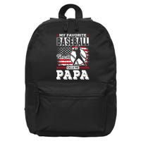 Mens Favorite Baseball Player Calls Me Papa US Flag Father_s 16 in Basic Backpack