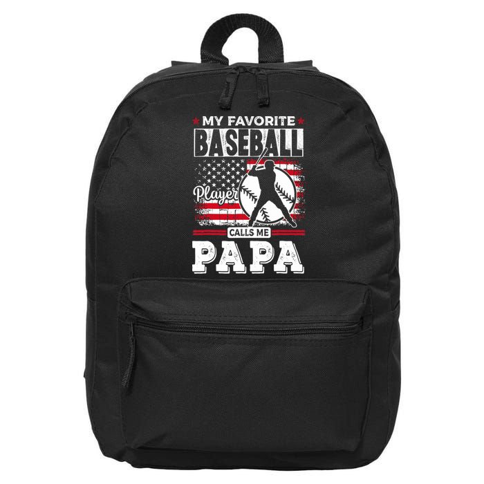 Mens Favorite Baseball Player Calls Me Papa US Flag Father_s 16 in Basic Backpack