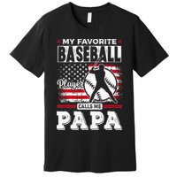 Mens Favorite Baseball Player Calls Me Papa US Flag Father_s Premium T-Shirt