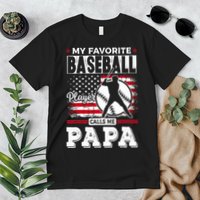 Mens Favorite Baseball Player Calls Me Papa US Flag Father_s Premium T-Shirt