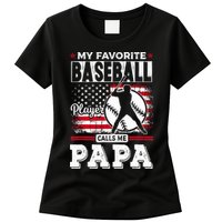 Mens Favorite Baseball Player Calls Me Papa US Flag Father_s Womens T-Shirt
