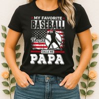 Mens Favorite Baseball Player Calls Me Papa US Flag Father_s Womens T-Shirt