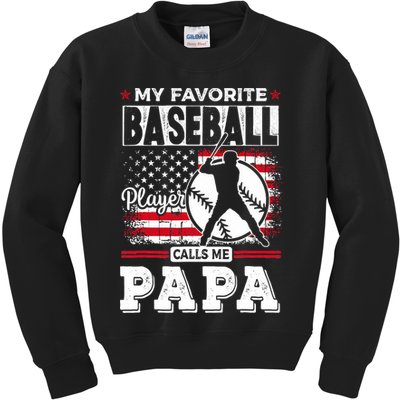 Mens Favorite Baseball Player Calls Me Papa US Flag Father_s Kids Sweatshirt