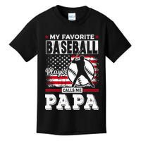 Mens Favorite Baseball Player Calls Me Papa US Flag Father_s Kids T-Shirt