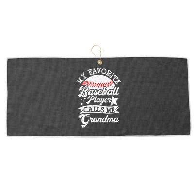 My Favorite Baseball Player Calls Me Grandma Baseball Family Large Microfiber Waffle Golf Towel