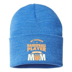 My Favorite Basketball Player Calls Me Mom Basketball Mom Funny Gift Sustainable Knit Beanie