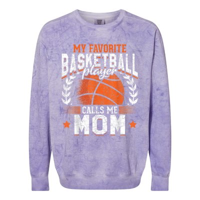 My Favorite Basketball Player Calls Me Mom Basketball Colorblast Crewneck Sweatshirt