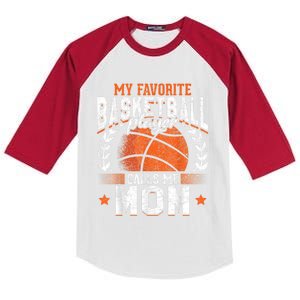 My Favorite Basketball Player Calls Me Mom Basketball Kids Colorblock Raglan Jersey