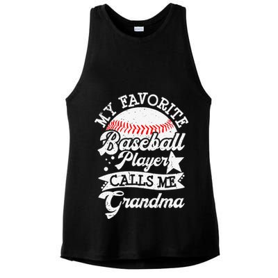 My Favorite Baseball Player Calls Me Grandma Baseball Family Ladies PosiCharge Tri-Blend Wicking Tank